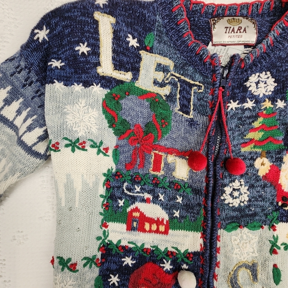 Tiara International Vintage Let It Snow Christmas Holiday Sweater Size Medium - Picture 5 of 12